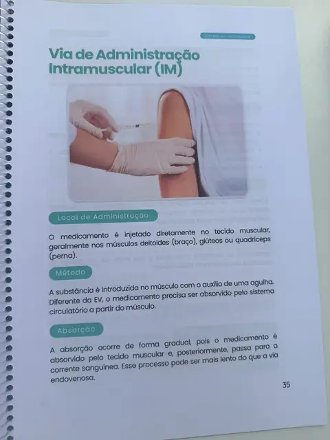 Página da apostila Imersão em Soroterapia: via de administração intramuscular